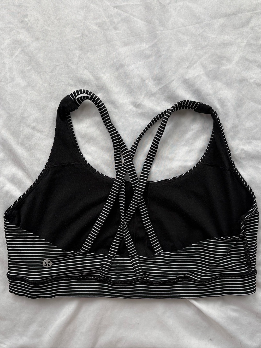 Lululemon Striped Racerback Sports Bra Size 12 Black White